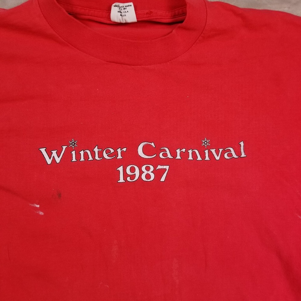 VTG 1987 Winter Carnival Shirt Sz Lg Greek Formal Party Pi Kappa Alpha PAINTED - Picture 8 of 15